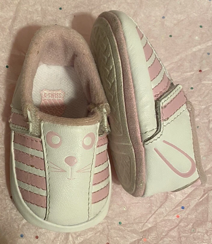 Baby girls K Swiss white sneakers CUTE Pink Bunny crib shoes size 0c FREESHIP🎀 - Image 3 of 4