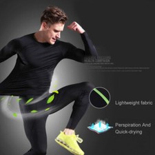 Mens Compression Base Layer Top + Leggings Pants Gym Set