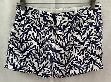 Lilly Pulitzer Navy Blue White Treasure Navy Coral Print Callahan Shorts -Size 0