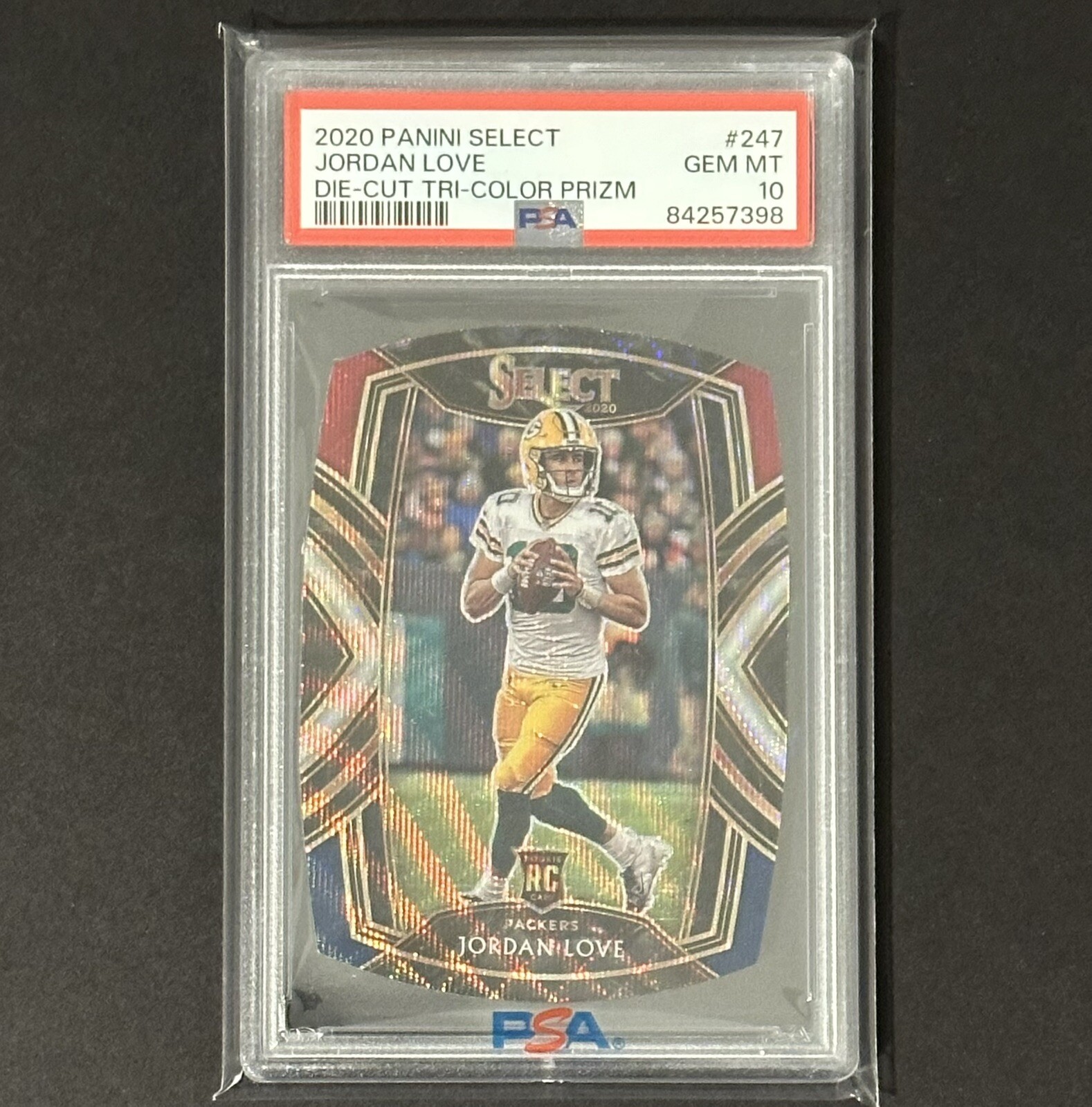 2020 Panini Select Jordan Love Die Cut Tri Color Prizm Club Level PSA 10 GemMint