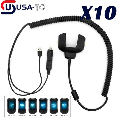 10PCS Car Vehicle Charger Cable w/USB for Zebra TC70 TC75 TC77 CHG-TC7X-CLA1-01