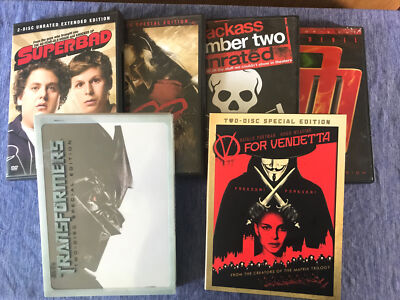 Lot of 5 DVD's V for Vendetta, Transformers, Superbad, 300, Daredevil, Jackass 2