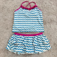 Garnet Hill Kids Blue and Pink 2 Piece Swimsuit Size 14