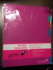 YOOBI 8-Count Index Dividers Plastic W/Label Stickers Lot Of 8 Packs (64 Total)