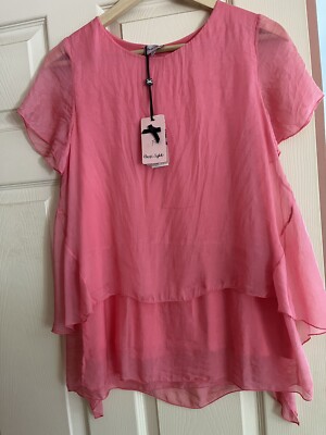 Neu mit Etikett Phase Eight Pixie Seidenbluse Oberteil Wassermelonenrosa Größe XS. UVP: 69 