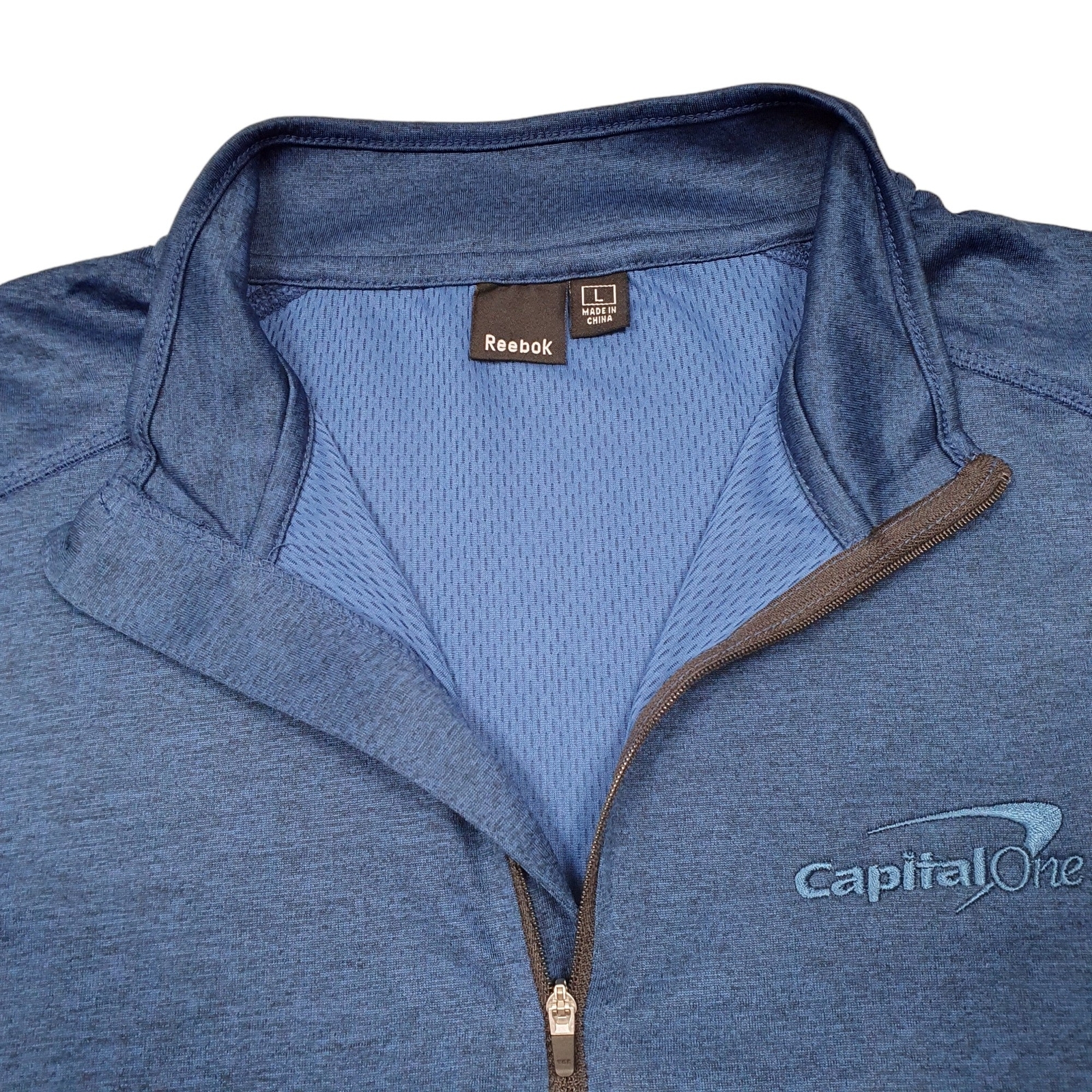 REEBOK 1/4 Quarter Zip Active Capital One Polyester Jumper Sweatshirt Mens M image 2