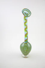 '01 Antonio Garcia Studio Jesus Garcia Handblown Art Glass Gooseneck Spiral Vase