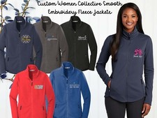 Ink Stitch Your Own Custom Logo Texts Stitching Women Smooth Fleece Zip Jackets