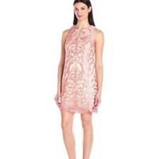 Eliza J Blush Gold Dress Lace Sleeveless Lined Size 8 NWOT