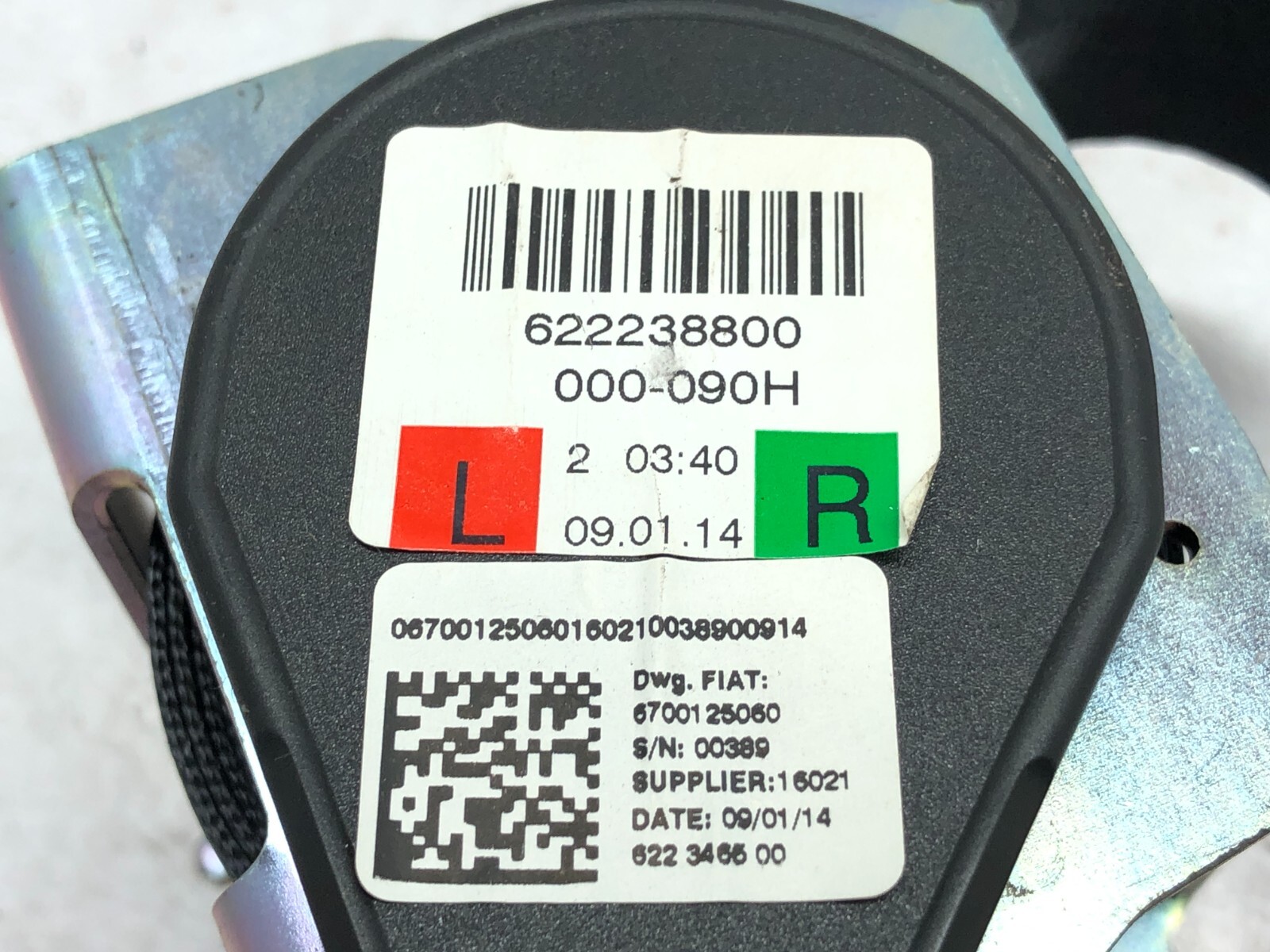 2014-2021 MASERATI QUATTROPORTE AWD RIGHT PASS REAR SEATBELT RETRACTOR OEM