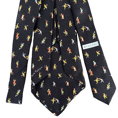 Bvlgari x Davide Pizzigoni 100% Silk Tie All Over Character Print