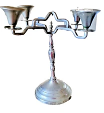 vintage heavy silver plated 4 stem light candelabra mid century