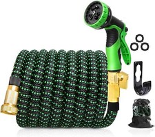 25-100 Black/Green Upgraded Leakproof Lightweight No-Kink Garden Hose, Flexible