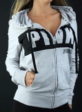 Victoria's Secret PINK Perfect Full Zip Hoodie Logo Lightweight Sweatshirt