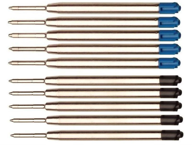 10x Metall Großraum-Mine blau/schw passend für Parker-System Kugelschreiberminen