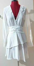 Zara White Mini Dress With Cutwork Embroidery Size L RRP £45.99