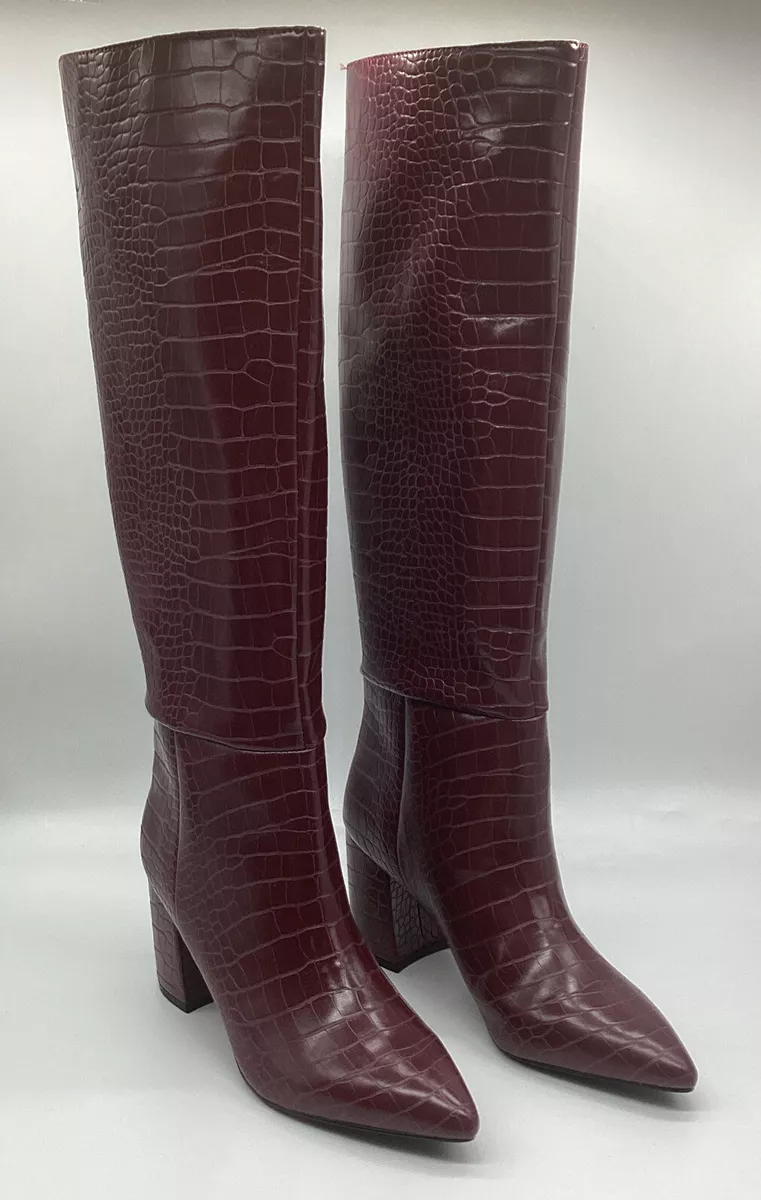 Burgundy croc best sale boots