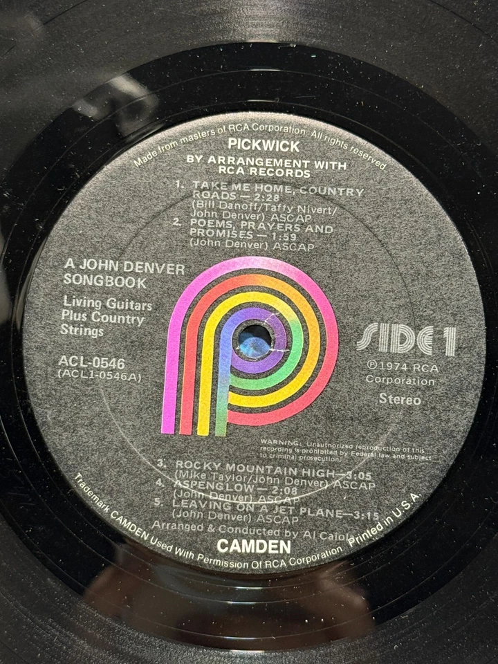 Living Guitars - A John Denver Songbook - Pickwick - ACL-0546 - LP - Image 3 of 4