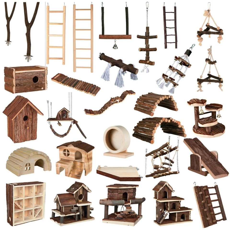 Natural Small Animal Toys Accessories Wooden Ladder Treat Mouse Hamster Rat - Image 1 of 1