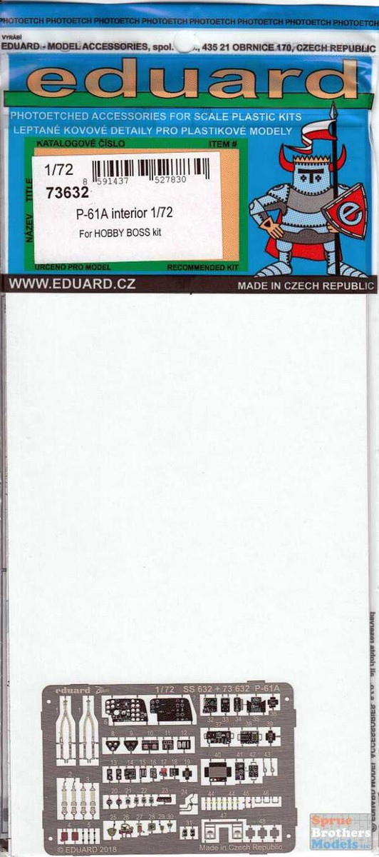 Eduard 1/72 photoetched detail set for P-61A interior by Hobby Boss - 73632 Eduard 1/72 photoetched detail set for P-61A interior by Hobby Boss - 73632