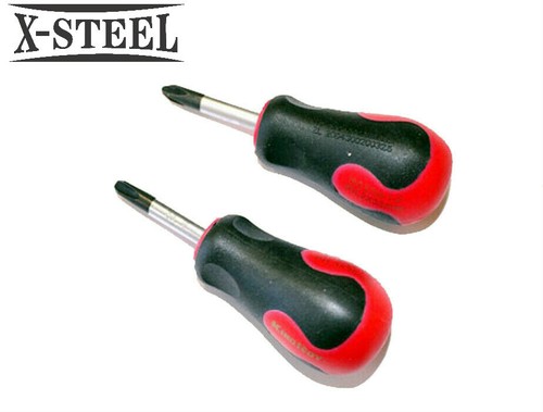 5pc Cr-V Stubby Screwdriver 35mm Length Magnetic Tip Individual: Ph2,3,Pz2,3, F6 - Picture 2 of 4