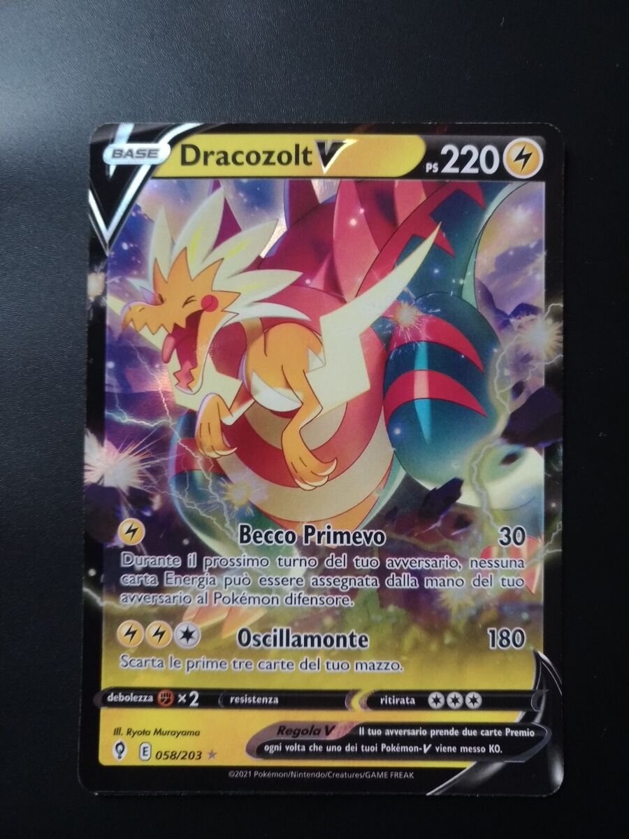 Carte Pokemon DRACOZOLT V 058/203 Ultra Rara Holo Evoluzioni Eteree ITA