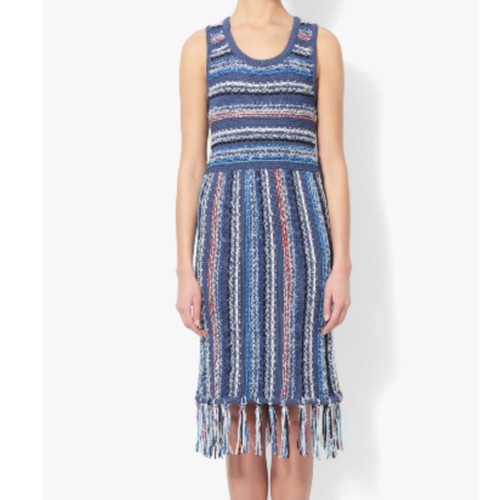 10 Crosby Derek Lam Tassel Hem Knit Dress Blue Size XS