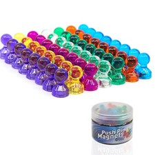   56 Colorful Magnets for Whiteboard  7 Assorted Color Strong Push Pin Magne...