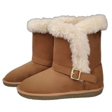CHILDREN'S PLACE Camel Faux Fur Lined Buckle Strap Boots GIRLS SIZE: 5