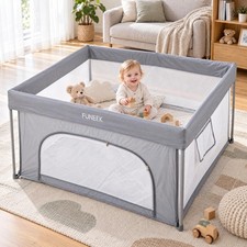 FUNEEK 59x59 Inch Baby Play Pen, Foldable Playpen for Babies and Toddlers P...
