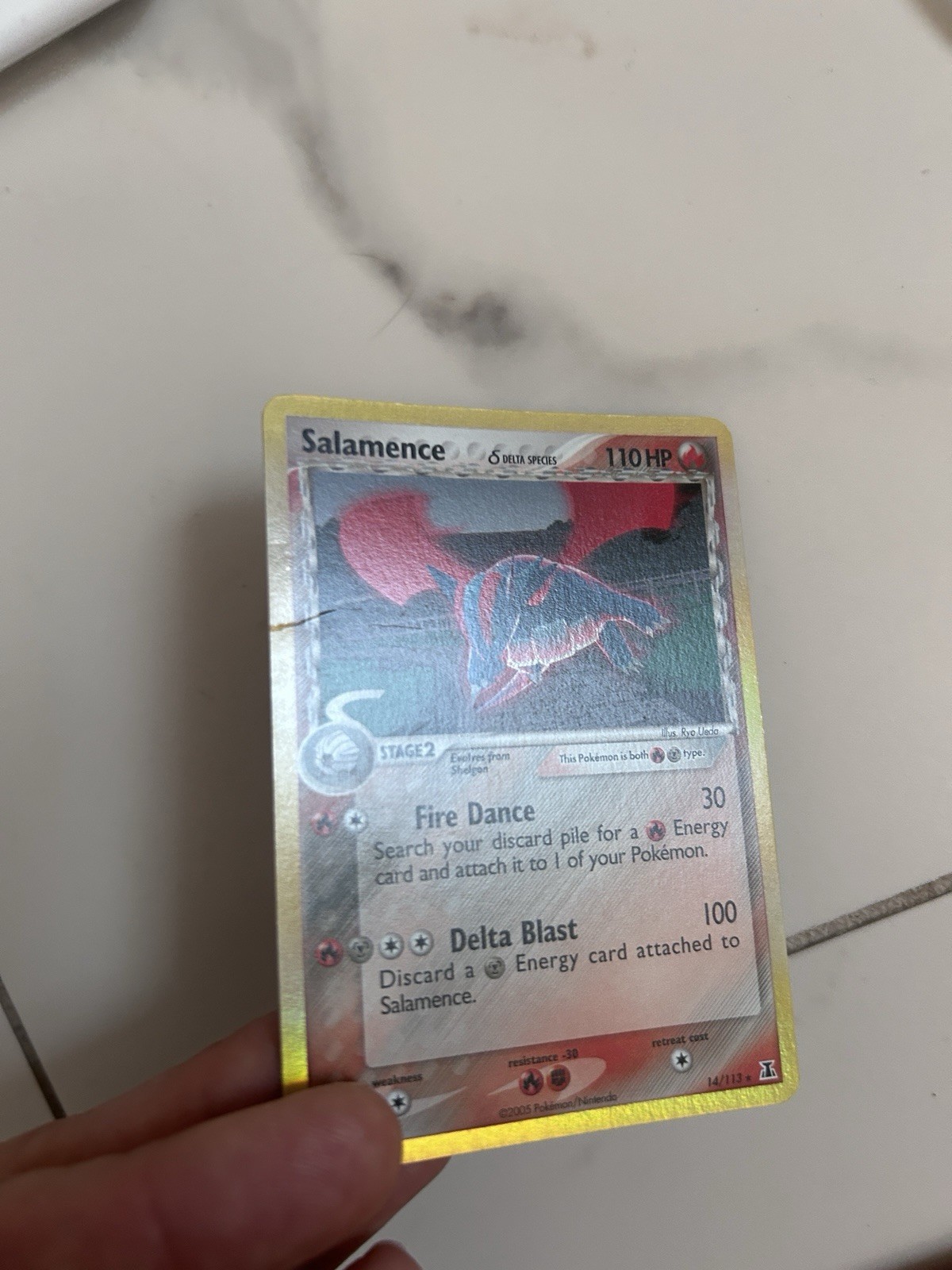 2005 Pokémon Salamence δ 14/113 EX Delta Species Holo Rare – Edge Crease