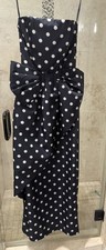 Vintage 1987 VICTOR COSTA Black Bow /White Polka Dot Dress "Broadcast News" S 6