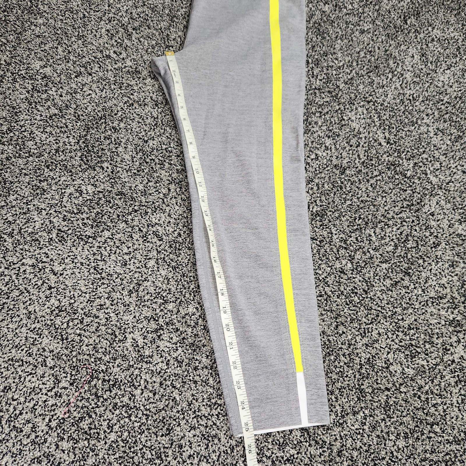 Zyia Light N Luxe Gray Leggings Neon Tape Stripe Hi Rise 7/8  Women Size 14-16