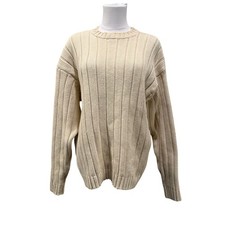 Vintage Banana Republic Ribbed Cotton Sweater M Heavy Chunky Knit Cream Preppy