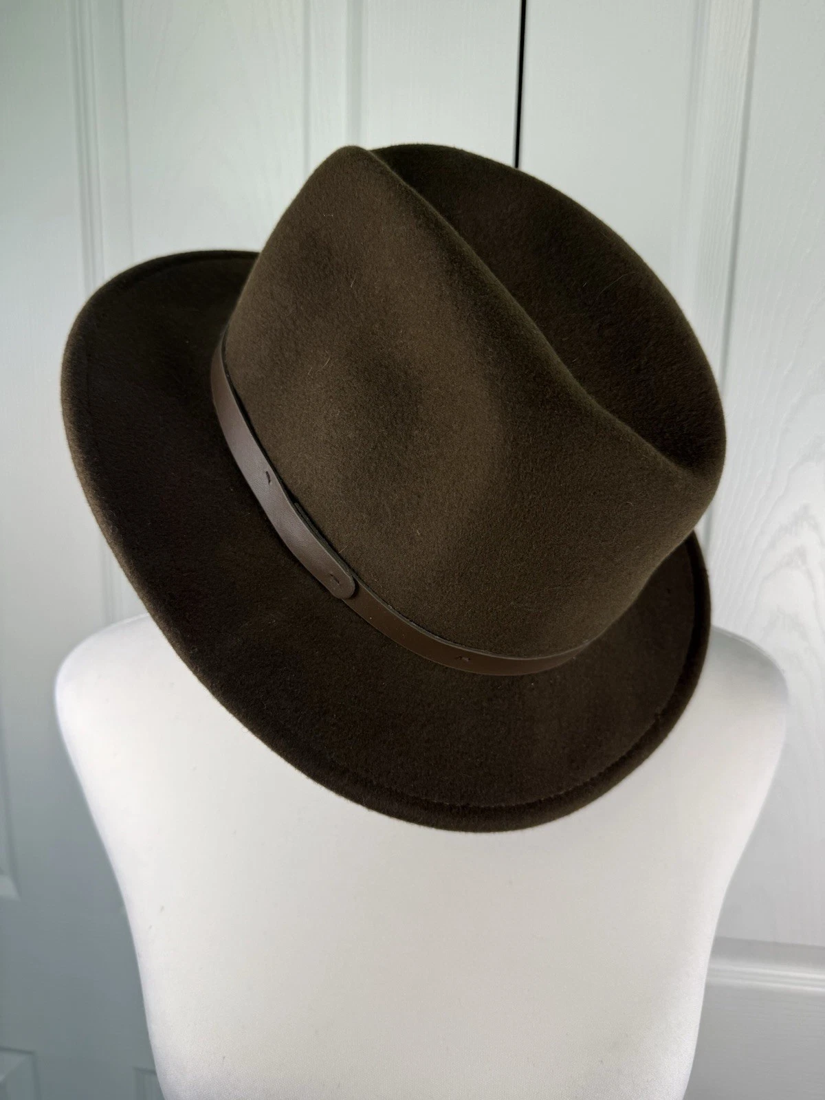 Orvis Lite Felt 100% Wool Brown Fedora Hat Packable USA~L