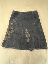 Vintage FADED GLORY Denim Jean Skirt Embroidered Flare Boho Festival Cottage 14