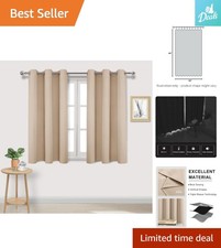Luxurious Beige Blackout Curtains with Grommet Top, Set of 2 for Stylish Homes