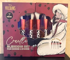Disney Villains Cruella New In Box Blending Set Face Brushes & Sponges 7 Pieces