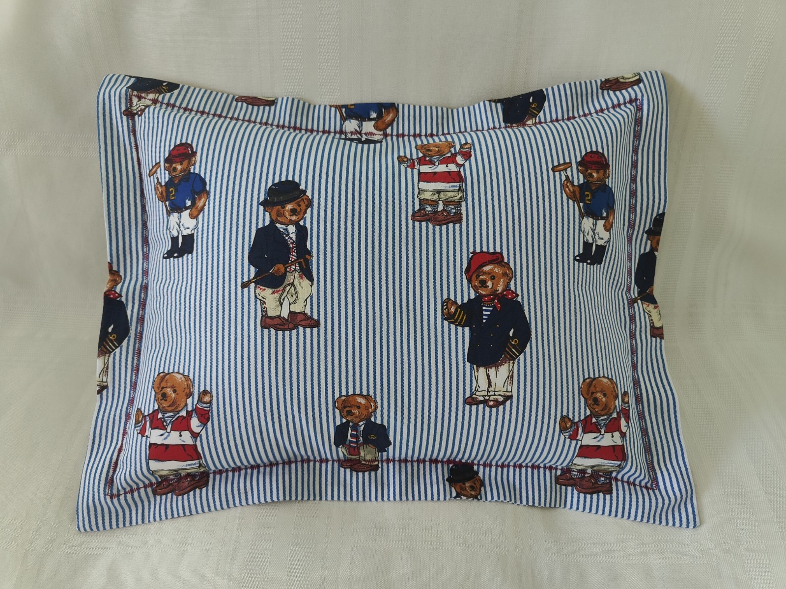 1 ONE RALPH LAUREN POLO TEDDY BEAR Blue TOSS PILLOW Sham (12x16 inch) New