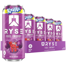 RYSE Fuel Energy Drink Kool Aid Grape 12 Pack 16 fl oz Cans Zero Sugar