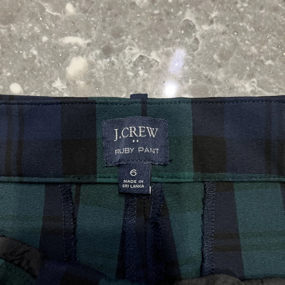 J.Crew Dress Pants Womens 6 Black Watch Plaid Ruby Stretch Tartan - Image 3 of 4