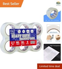Heavy Duty Packing Tape 6 Rolls, Total 360Y, Clear, 2.7 mil, 1.88 inch x 60 Y...