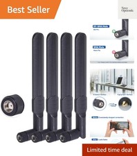 Dual Band WiFi 2.4GHz 5GHz 5.8GHz 8dBi MIMO RP-SMA Male Antenna 4-Pack for Wi...