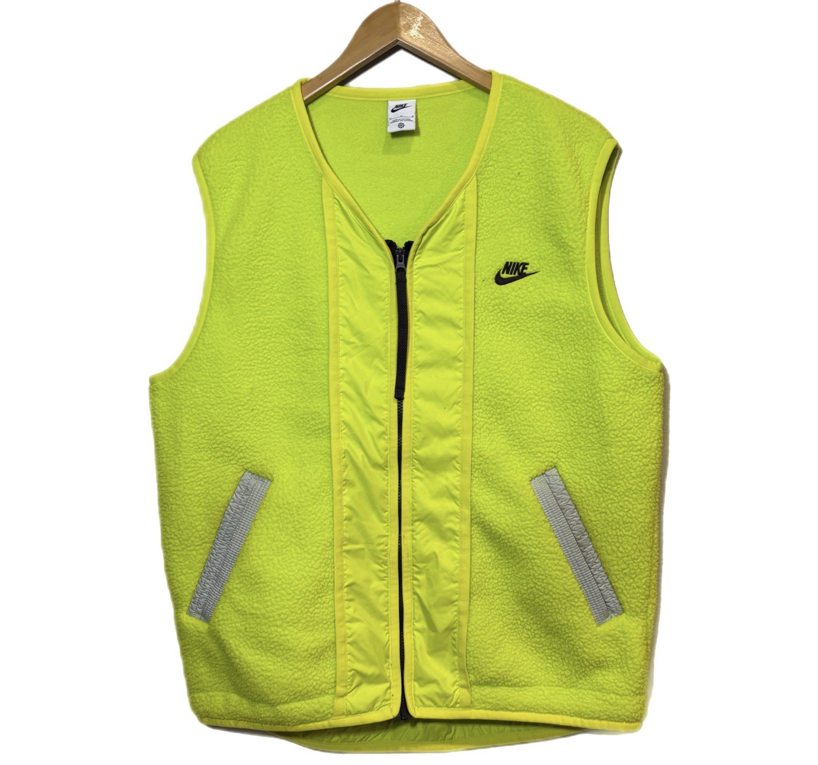 Nike Sportswear Essentials Fleece Full Zip Vest Athletic Mens Size XL Neon
