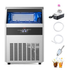 160lb/24H Commercial Ice Maker 66lb Bin w/Pump 80 Cubes LED