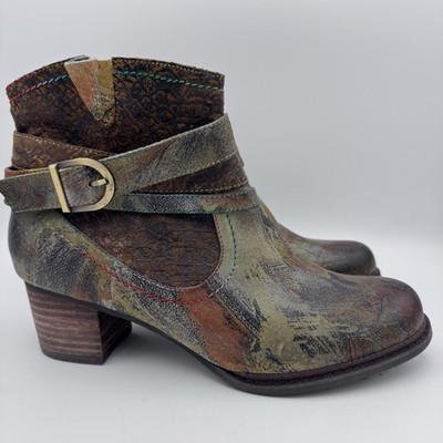 L'artiste Spring Step Shazzam Booties Camel Multi Boot Sz 38 (US 7.5-8) NIB