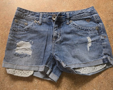 Girls Justice Jean Blue Jean shorts Size 12R lace peaking pockets