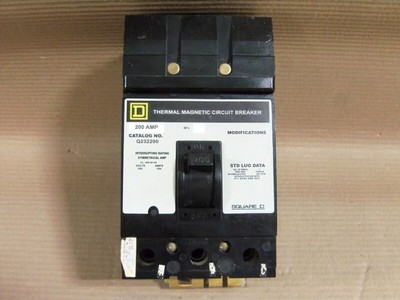 Square D Q2 Q232200 3 Pole 200 Amp 240V RELABELED Circuit Breaker AK