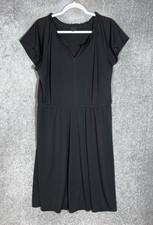 Talbots Plus Petite Midi Dress Womens Size 1XP Black Stretch Ruffle Whimsigoth