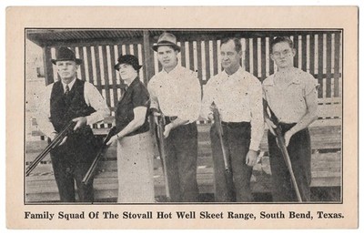 1915 South Bend, Texas - Men & Woman Hold Rifles - Stovall Hot Well Skeet Range
